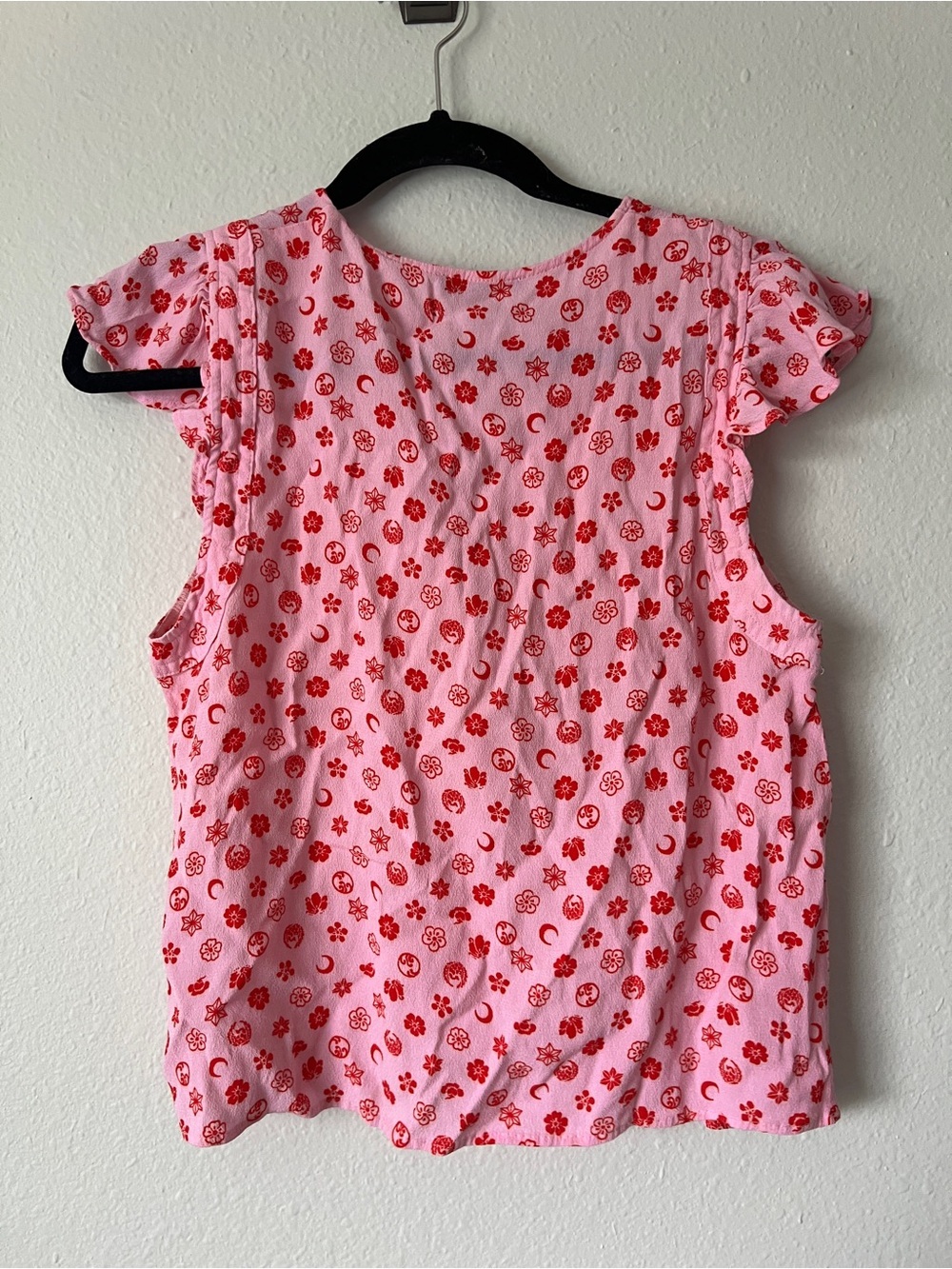 Whistles Pink Moon Floral Frill Sleeve Top Size 8 - Picture 5 of 6